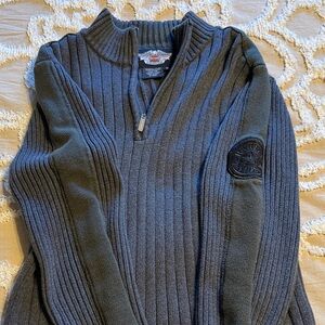 Men's Gray Quarter-Zip Harley Davidson Sweater